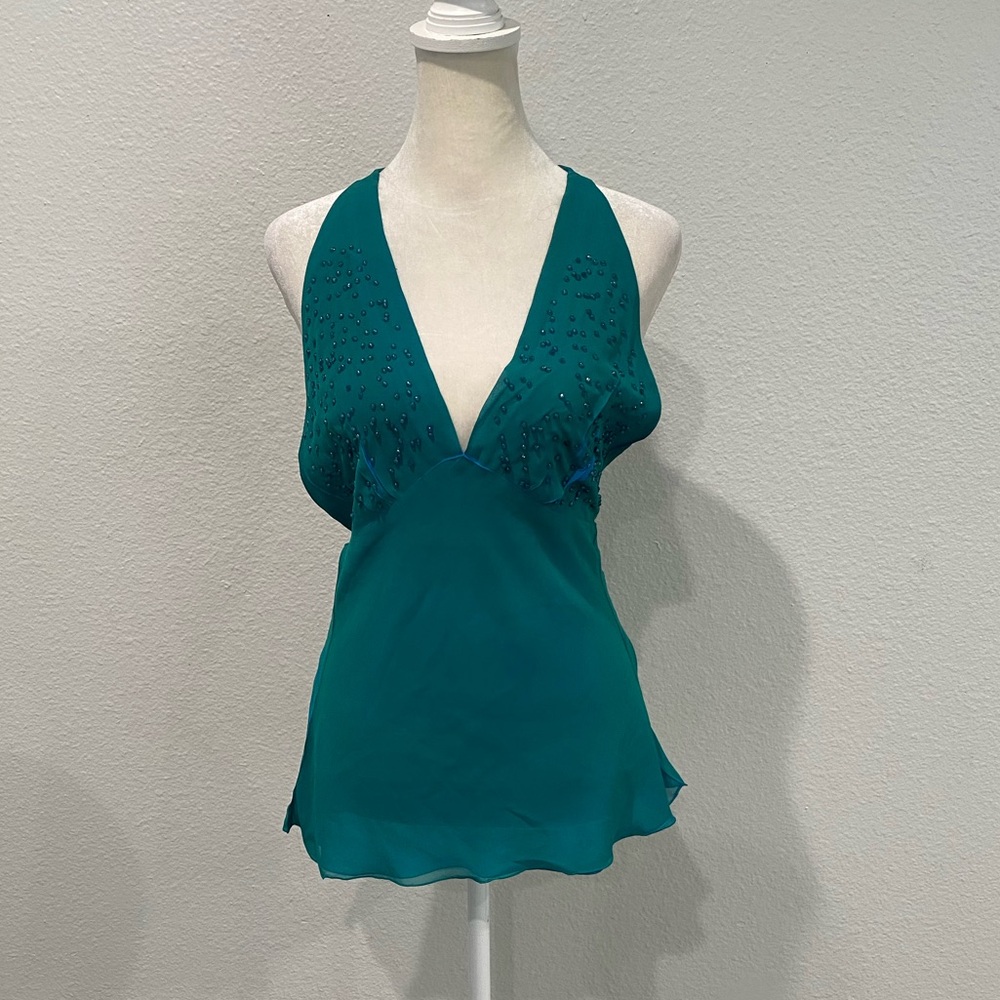 Marciano Rare Vintage Beaded Native Turquoise Halter Top Sz M Deadstock